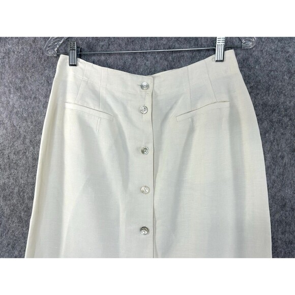 Emma James Liz Claiborne Women's Maxi Skirt Ivory Linen Blend Size 10 Coastal - Picture 2 of 7